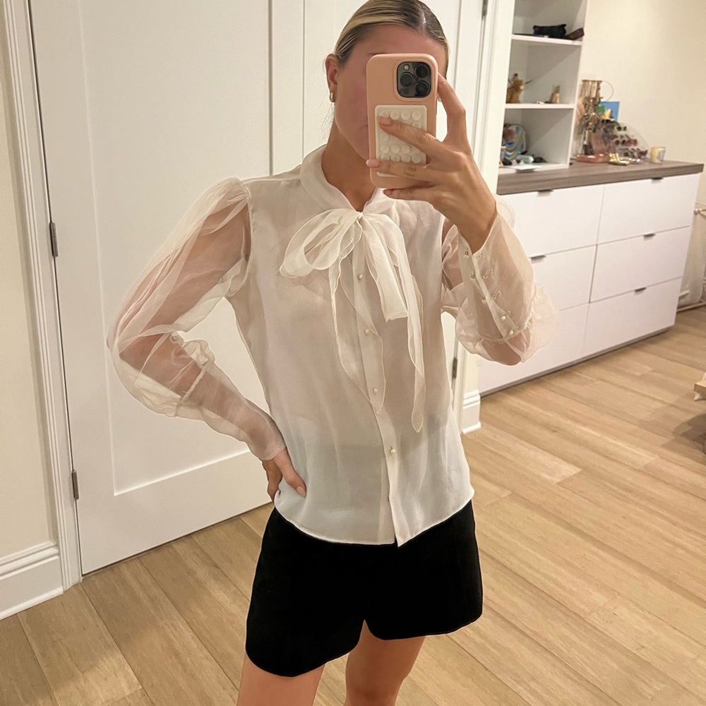 Vintage white sheer blouse